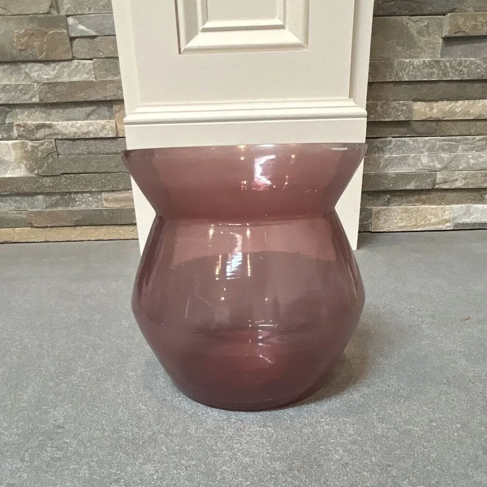 Ashland Easter Meadow Purple Glass Pillar Candle Holder 6x6x5 in